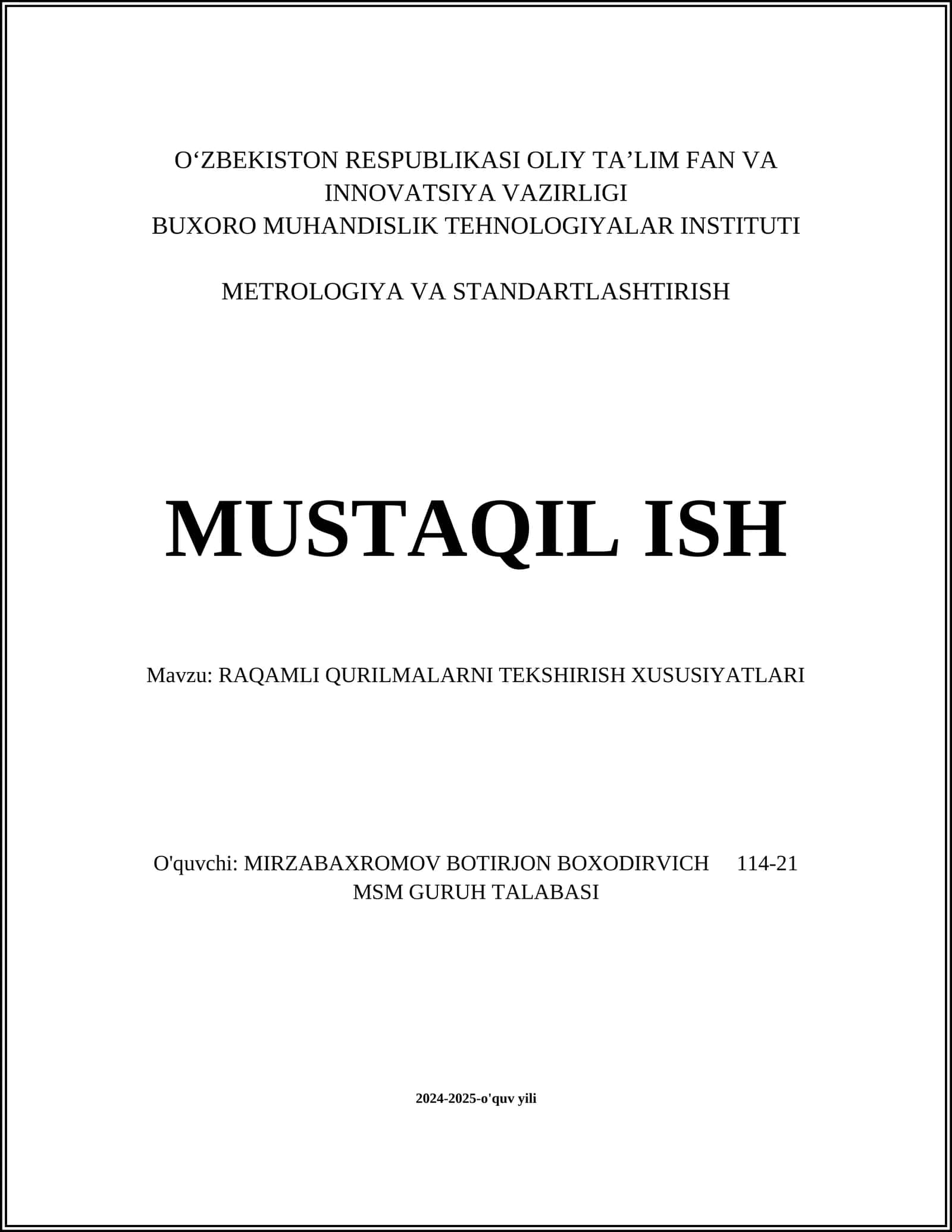 Raqamli qurilmalarni tekshirish xususiyatlari