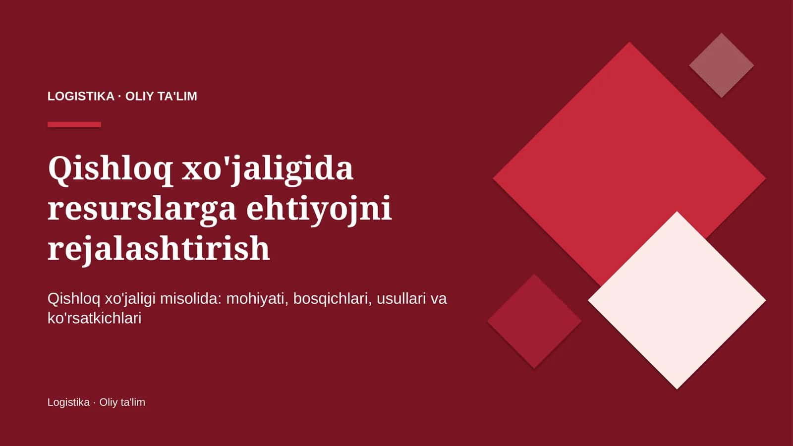qishloq xo'jaligida resurslarga ehtiyojni rejalashtirish 9541