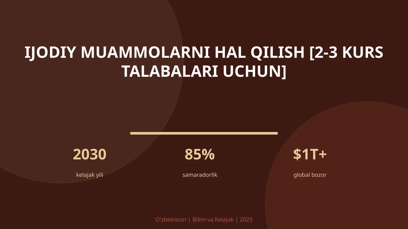 Ijodiy muammolarni hal qilish [2-3 kurs talabalari uchun]
