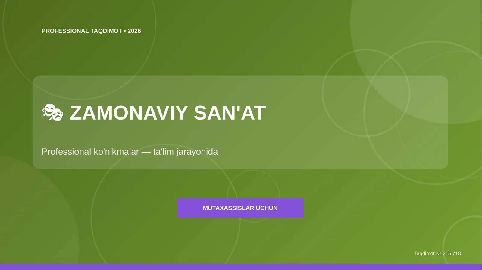 Zamonaviy San'at Professional Taqdimot 2026