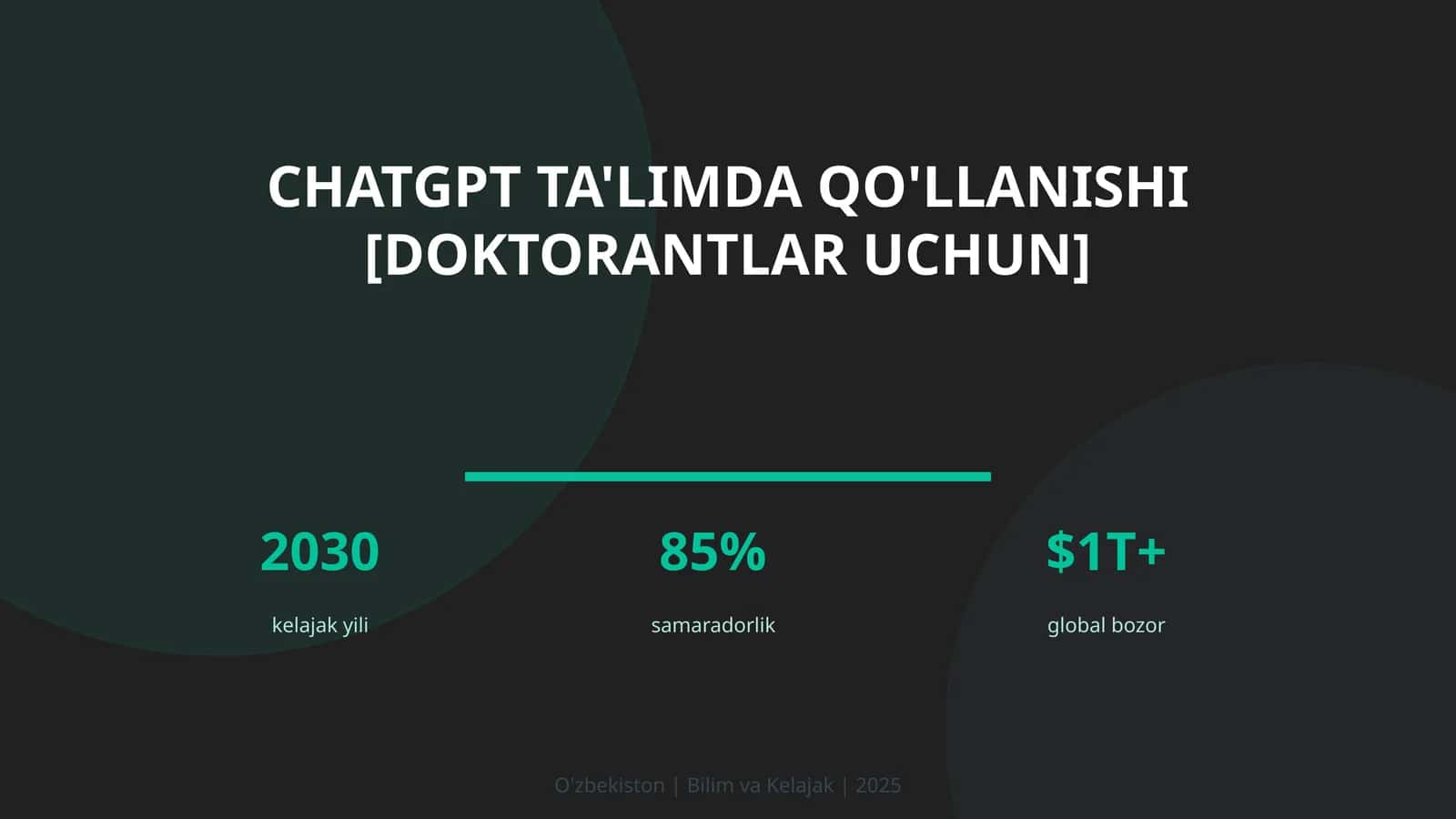 ChatGPT TA'LIMDA QO'LLANISHI [DOKTORANTLAR UCHUN]