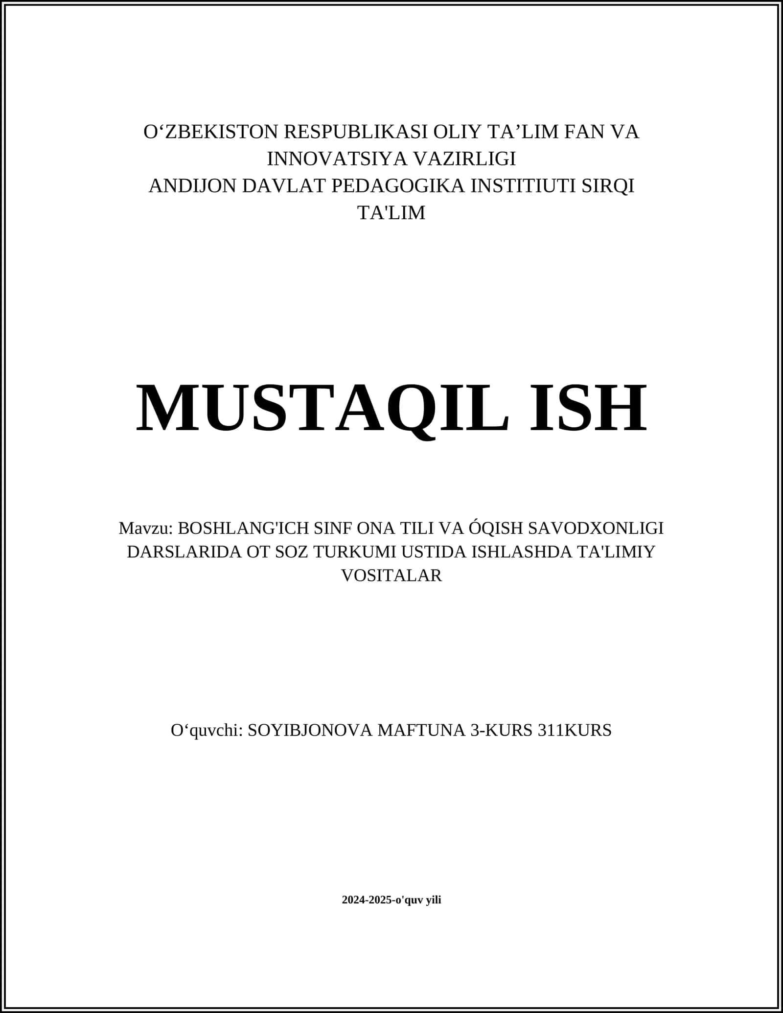 Ot so'z turkumi ma'nosi va ahamiyati
