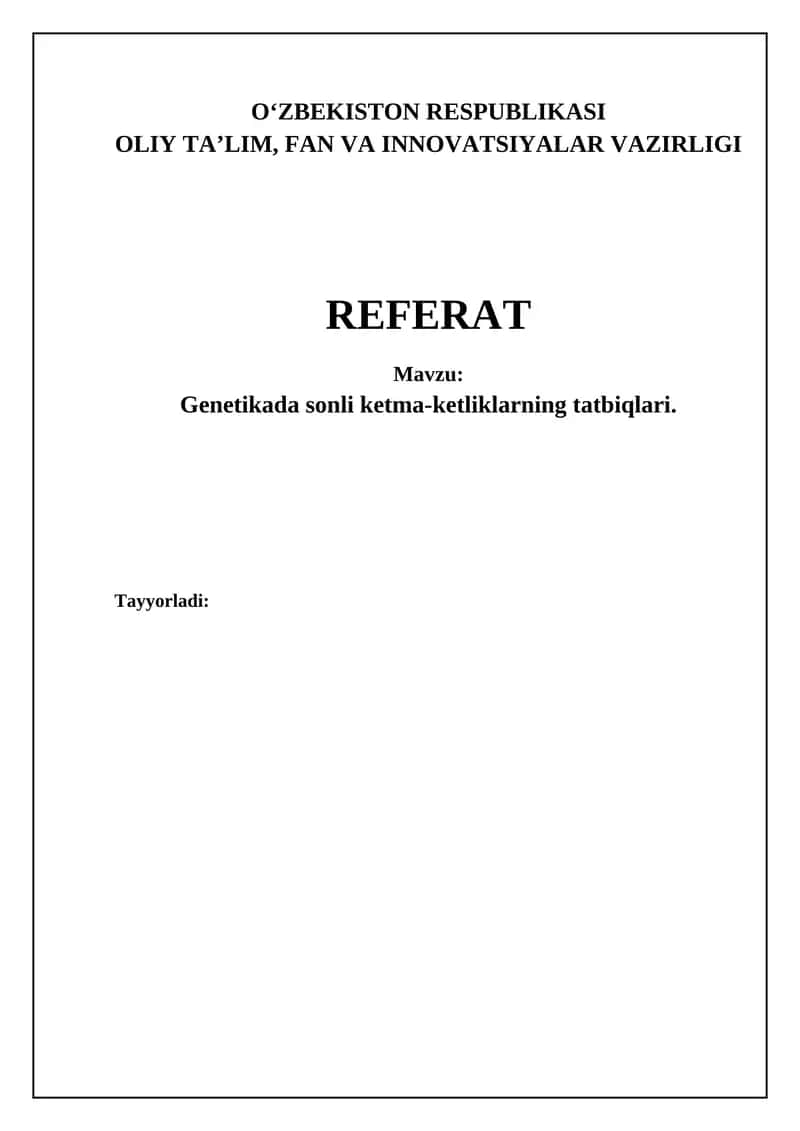 Genetikada sonli ketma-ketliklarning tatbiqlari