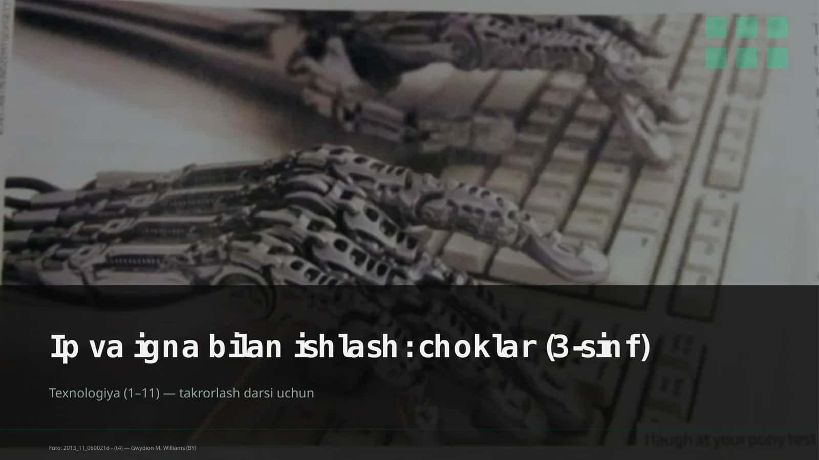 Ip va igna bilan ishlash: choklar (3-sinf)