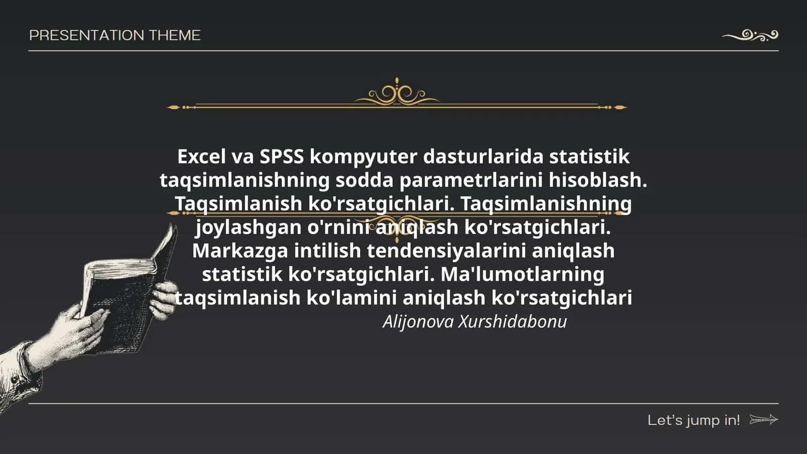 Statistik taqsimlanishning sodda parametrlarini hisoblash