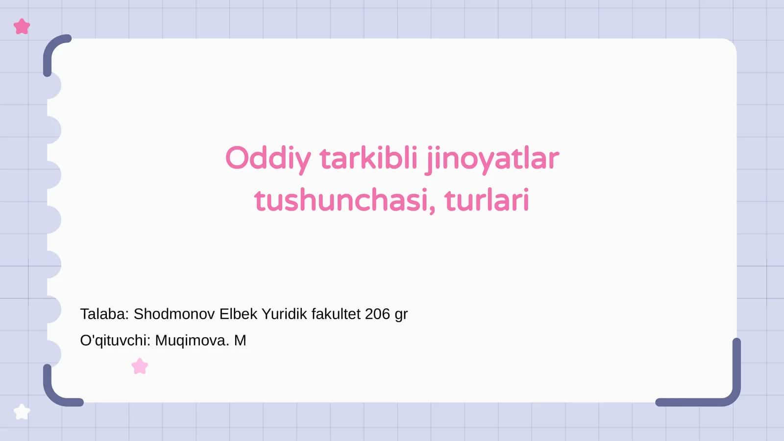 Oddiy tarkibli jinoyatlar tushunchasi