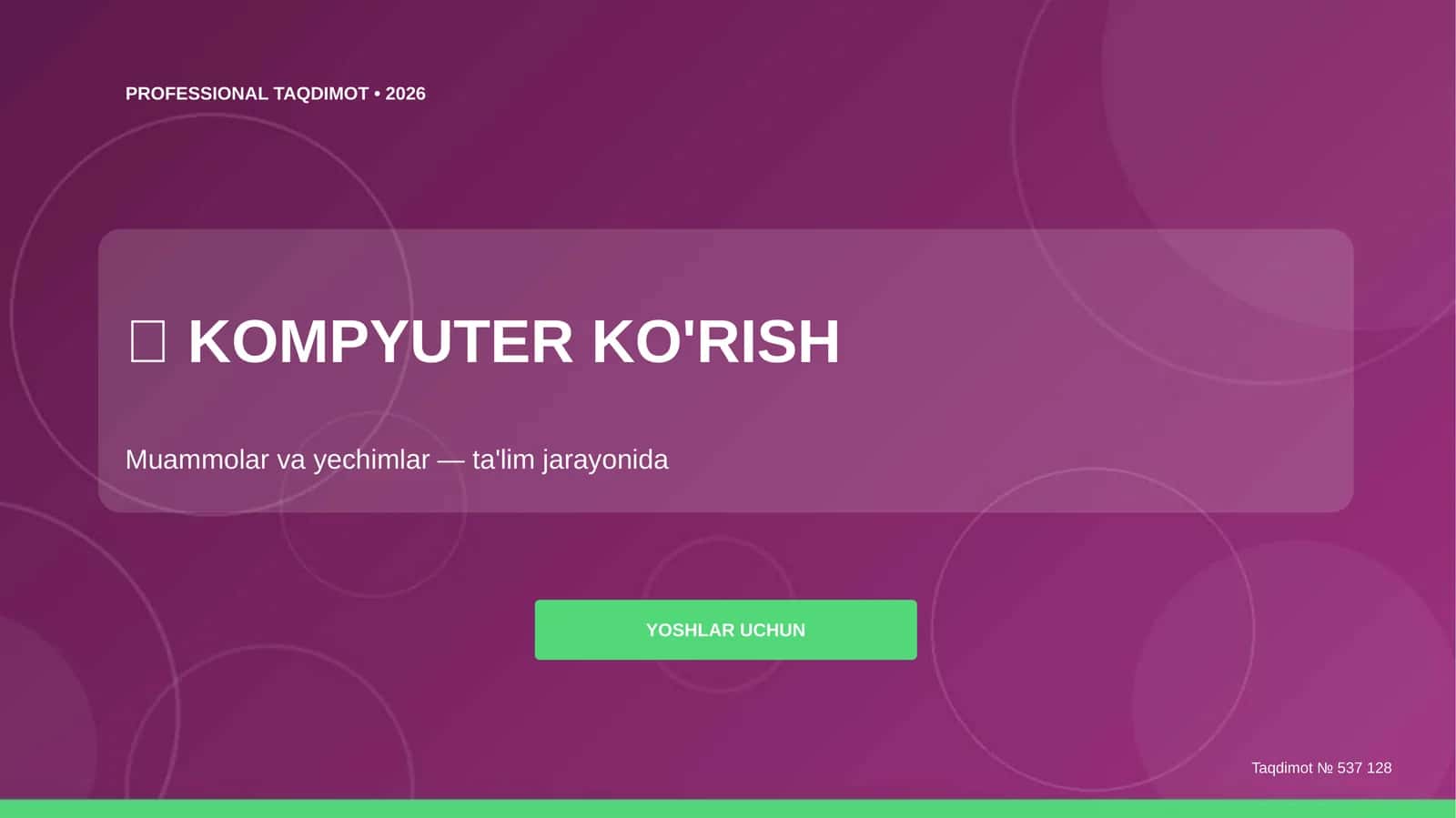 Kompyuter ko'rish: muammolar va yechimlar (ta'lim jarayonida) [yoshlar uchun]