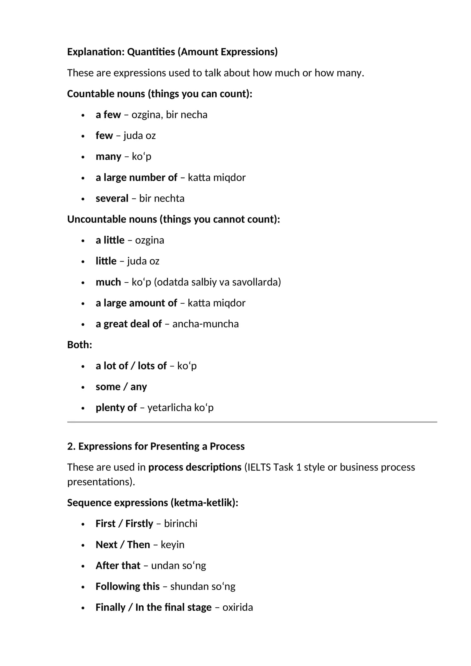 Explanation: Quantities (Amount Expressions)
