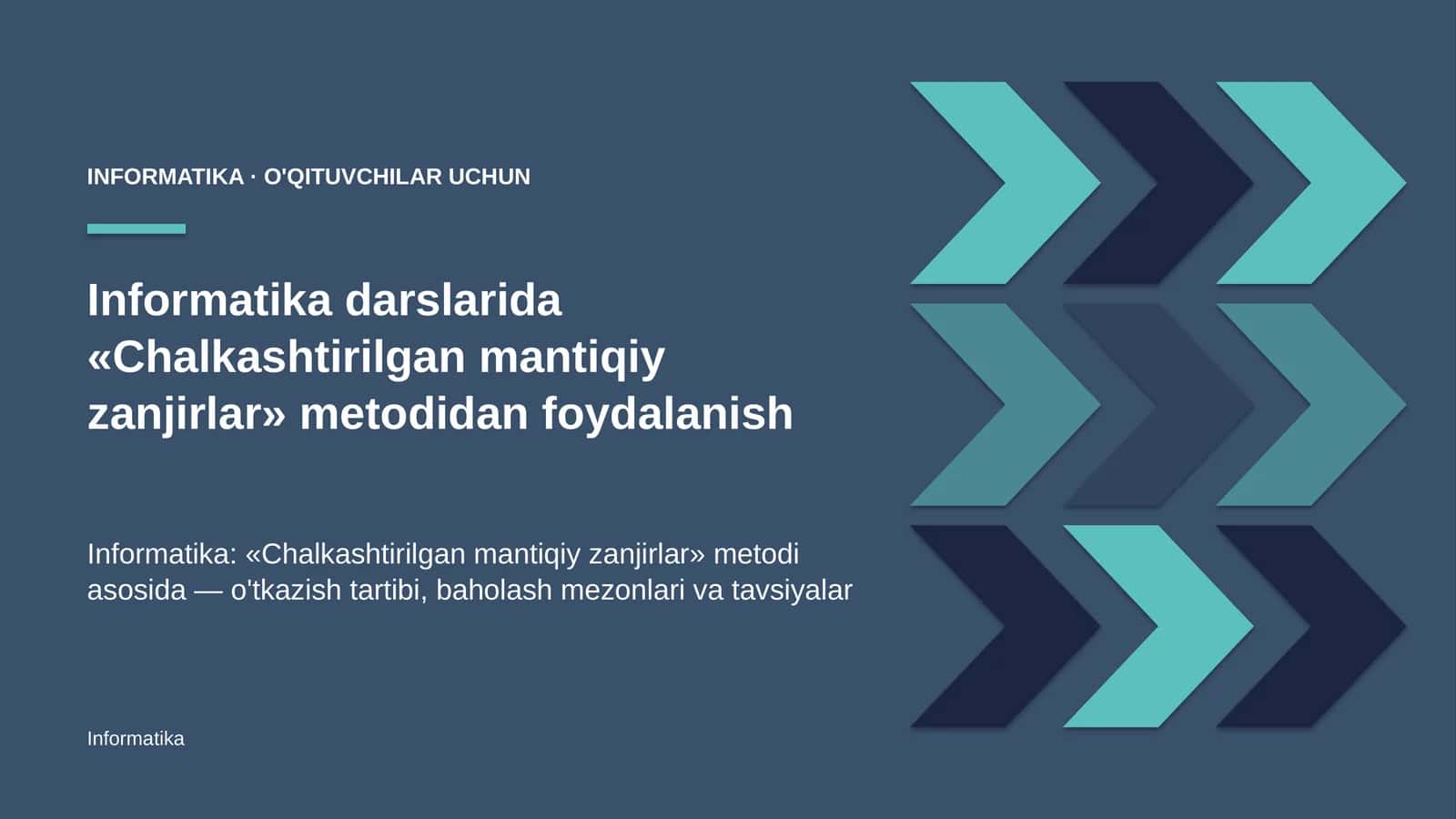 informatika darslarida chalkashtirilgan mantiqiy zanjirlar metodidan foydalanish 8980