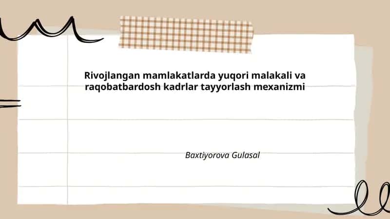 Yuqori malakali kadrlarni tayyorlashda ta'lim siyosati va strategiyalari