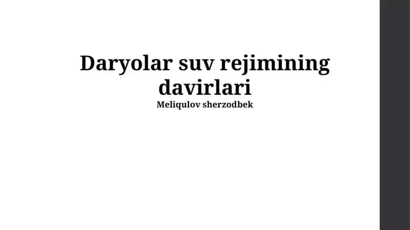 Daryolar suv rejimining davirlari