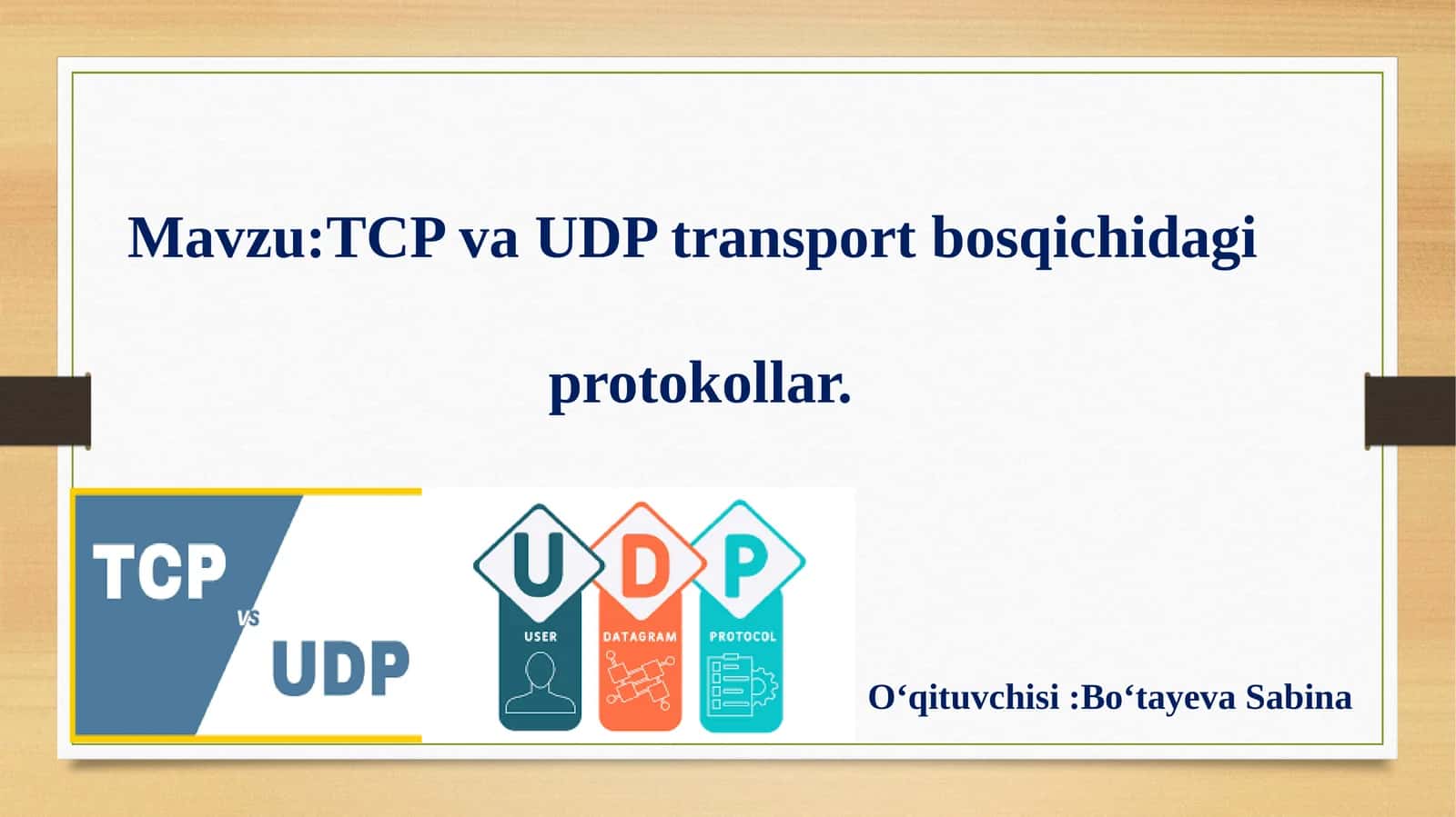 TCP va UDP transport bosqichidagi protokollar