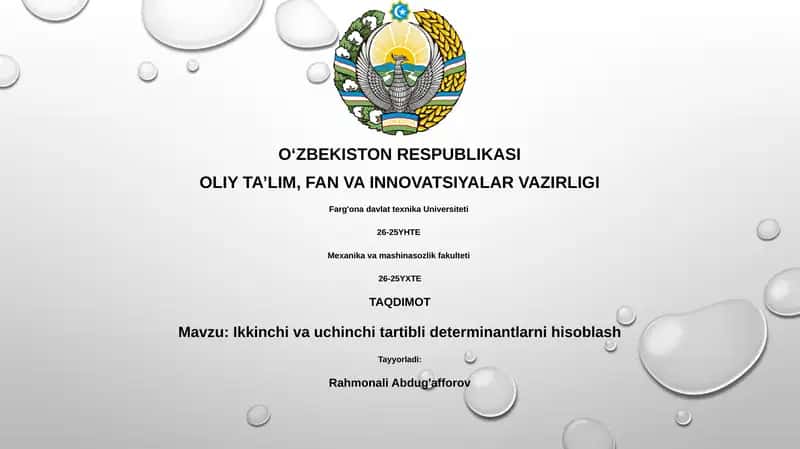Ikkinchi va uchinchi tartibli determinantlarni hisoblash