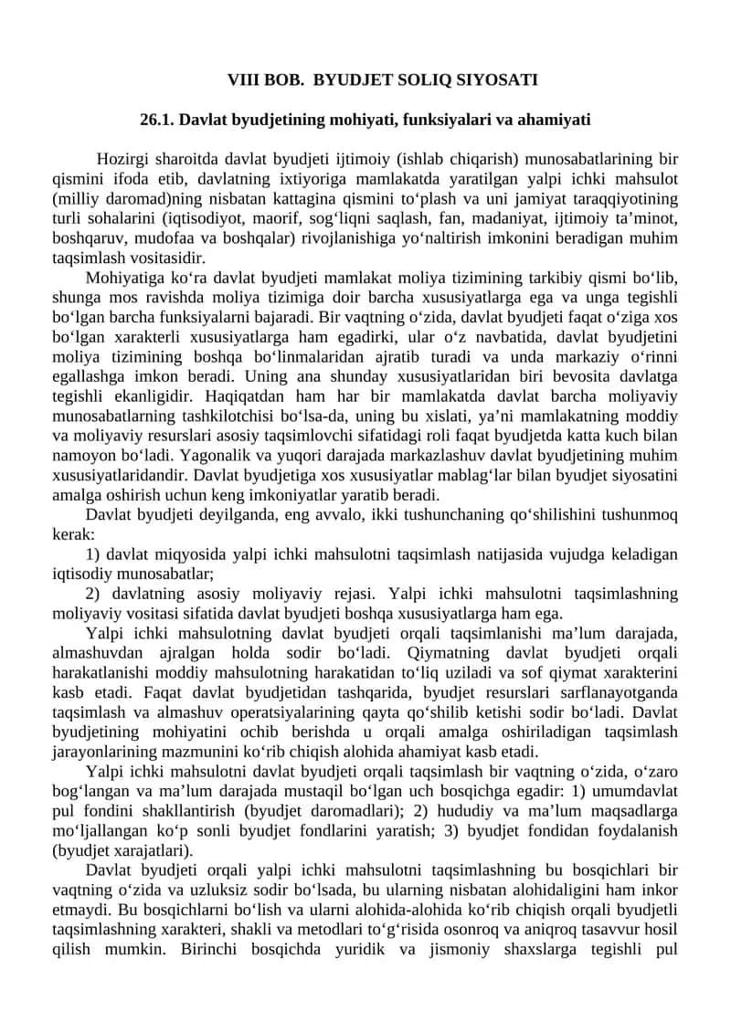 BOB. BYUDJET SOLIQ SIYOSATI