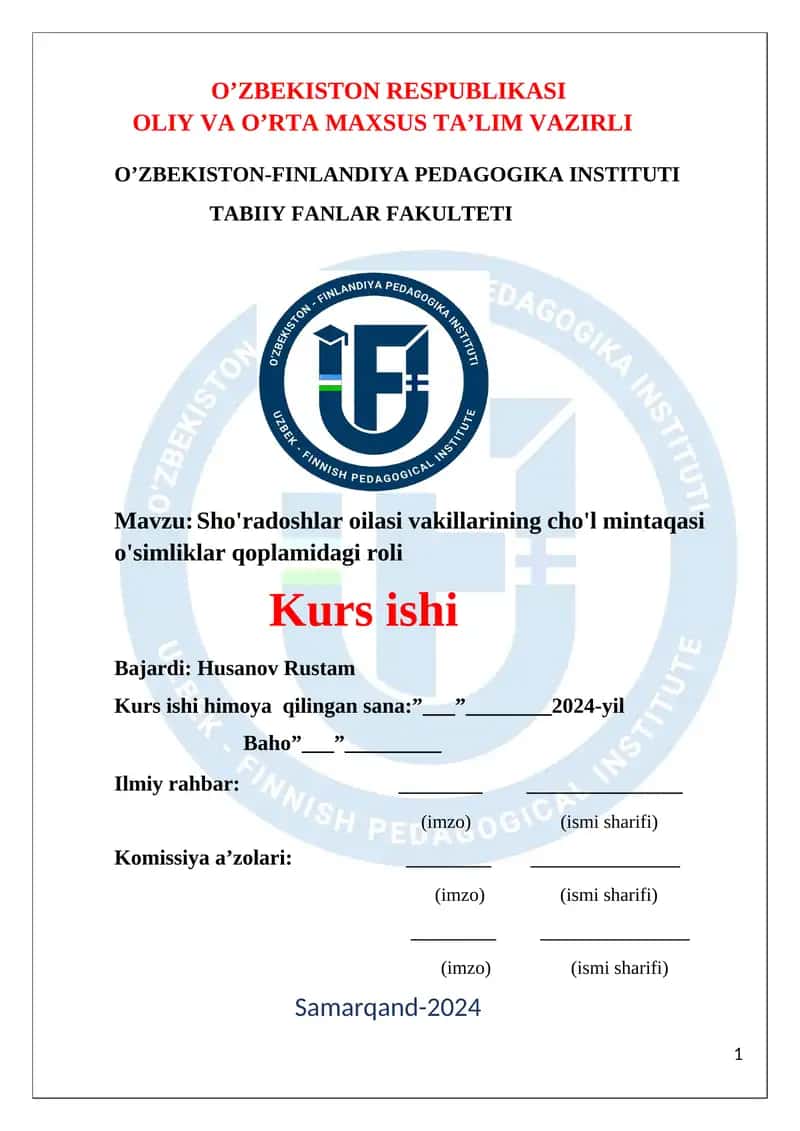 Sho'radoshlar oilasi vakillarining cho'l mintaqasi o'simliklar qoplamidagi roli