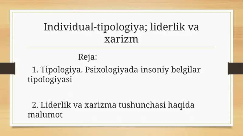 Tipologiya. Psixologiyada insoniy belgilar tipologiyasi