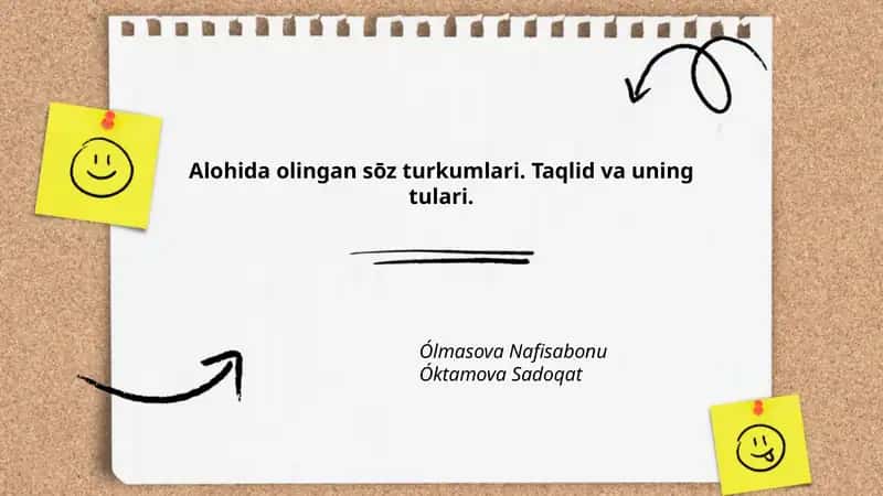 Alohida olingan so'z turkumlari