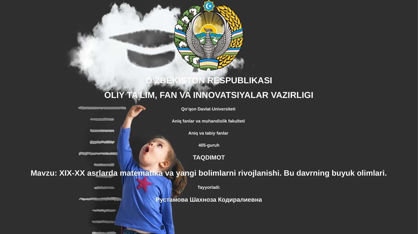 XIX-XX asrlarda matematika va yangi bolimlarni rivojlanishi