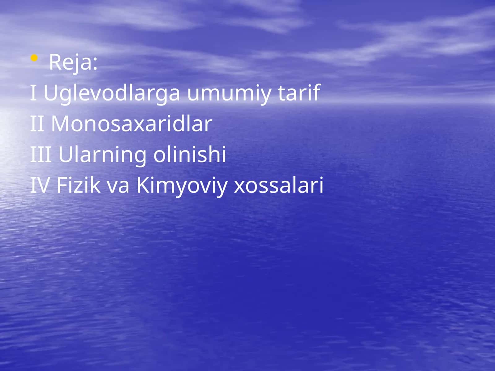 Uglevodlarga umumiy tarif