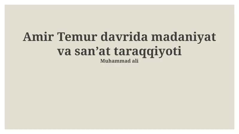 Temuriylar madaniyatining merosi