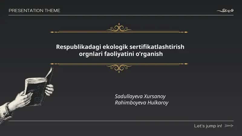 Respublikadagi ekologik sertifikatlashtirish orgnlari faoliyatini oʼrganish