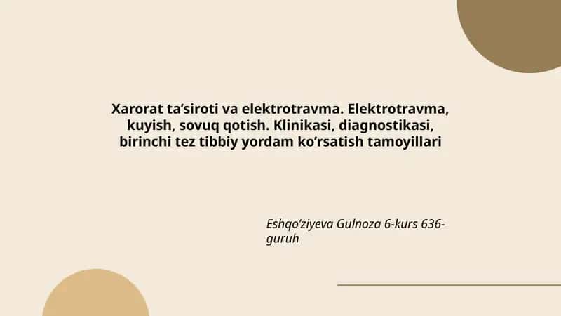 Xarorat ta’siroti va elektrotravma