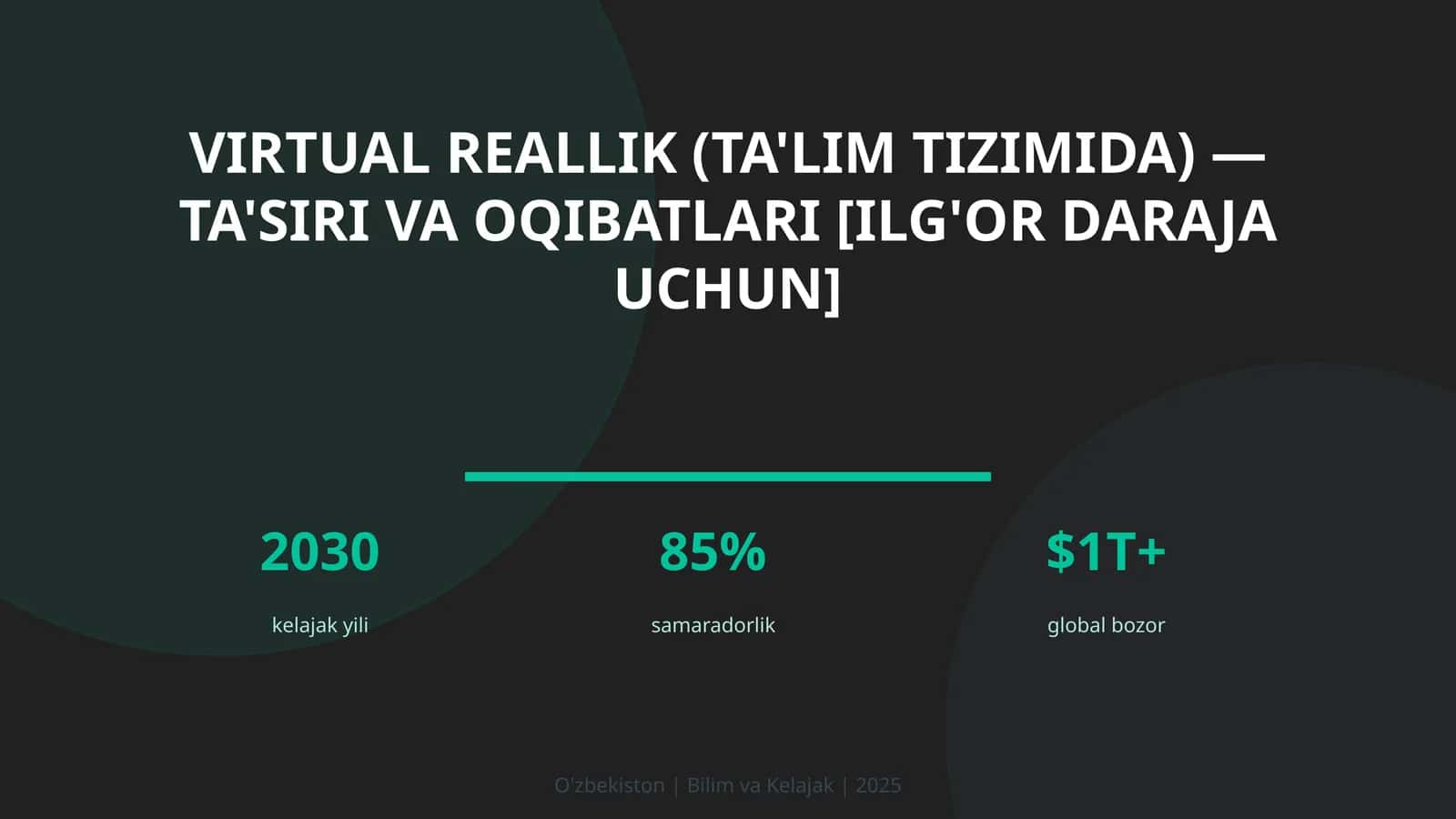 Virtual reallik (ta'lim tizimida) — ta'siri va oqibatlari [ilg'or daraja uchun]