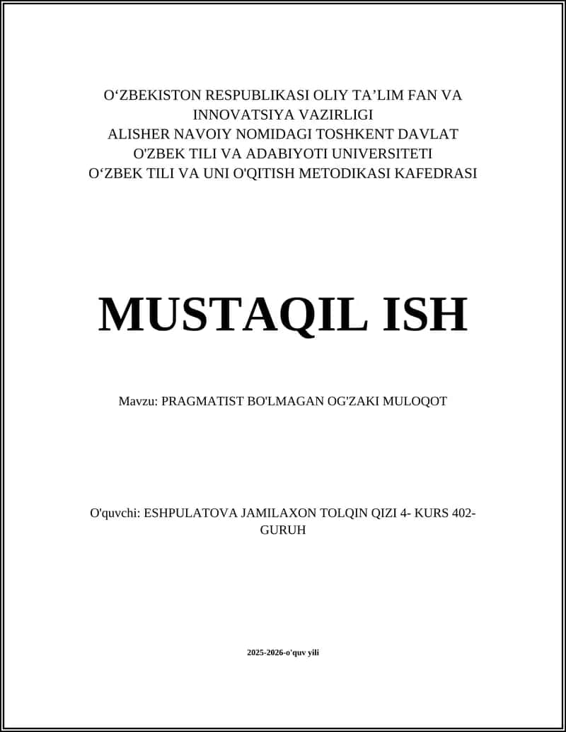 Pragmatist bo'lmagan og'zaki muloqot