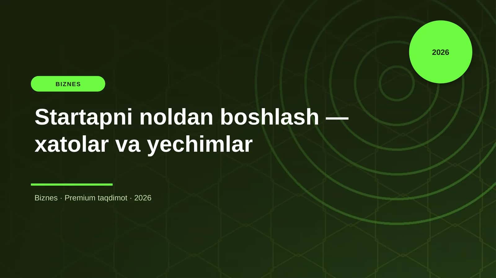 Startapni noldan boshlash — xatolar va yechimlar