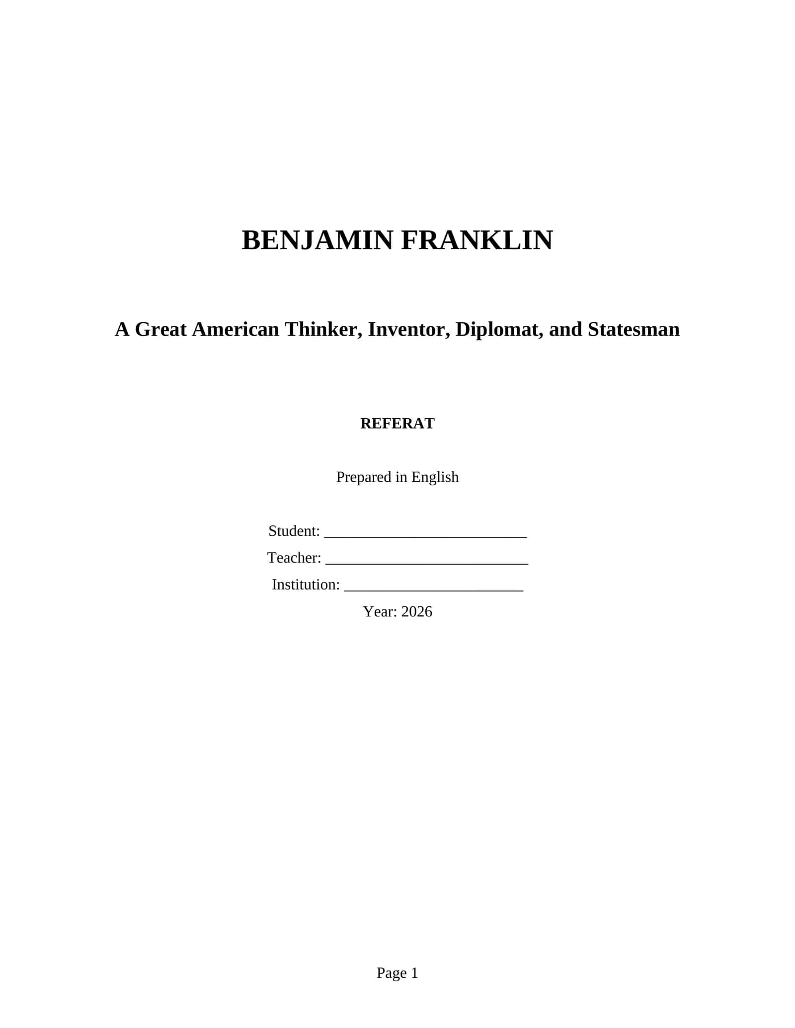 BENJAMIN FRANKLIN