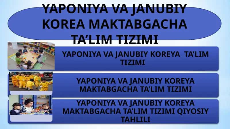 YAPONIYA VA JANUBIY KOREA MAKTABGACHA TA’LIM TIZIMI