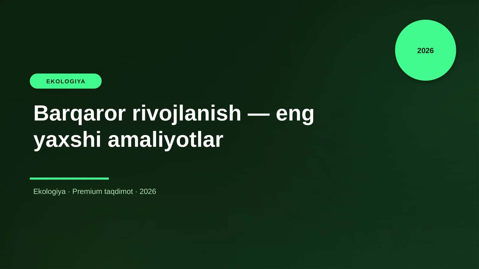 Barqaror rivojlanish — eng yaxshi amaliyotlar