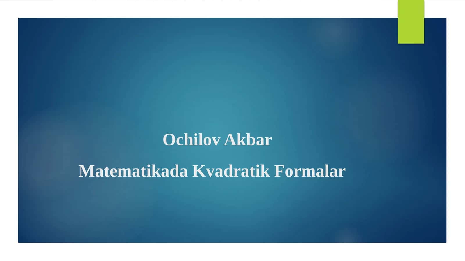 Kvadratik Formalar