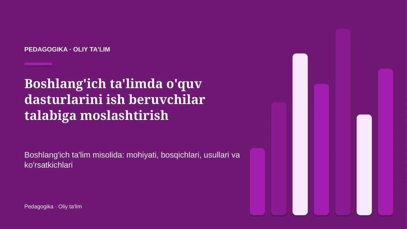 Boshlang'ich ta'limda o'quv dasturlarini ish beruvchilar talabiga moslashtirish