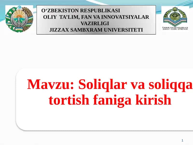 Soliqlar va soliqqa tortish