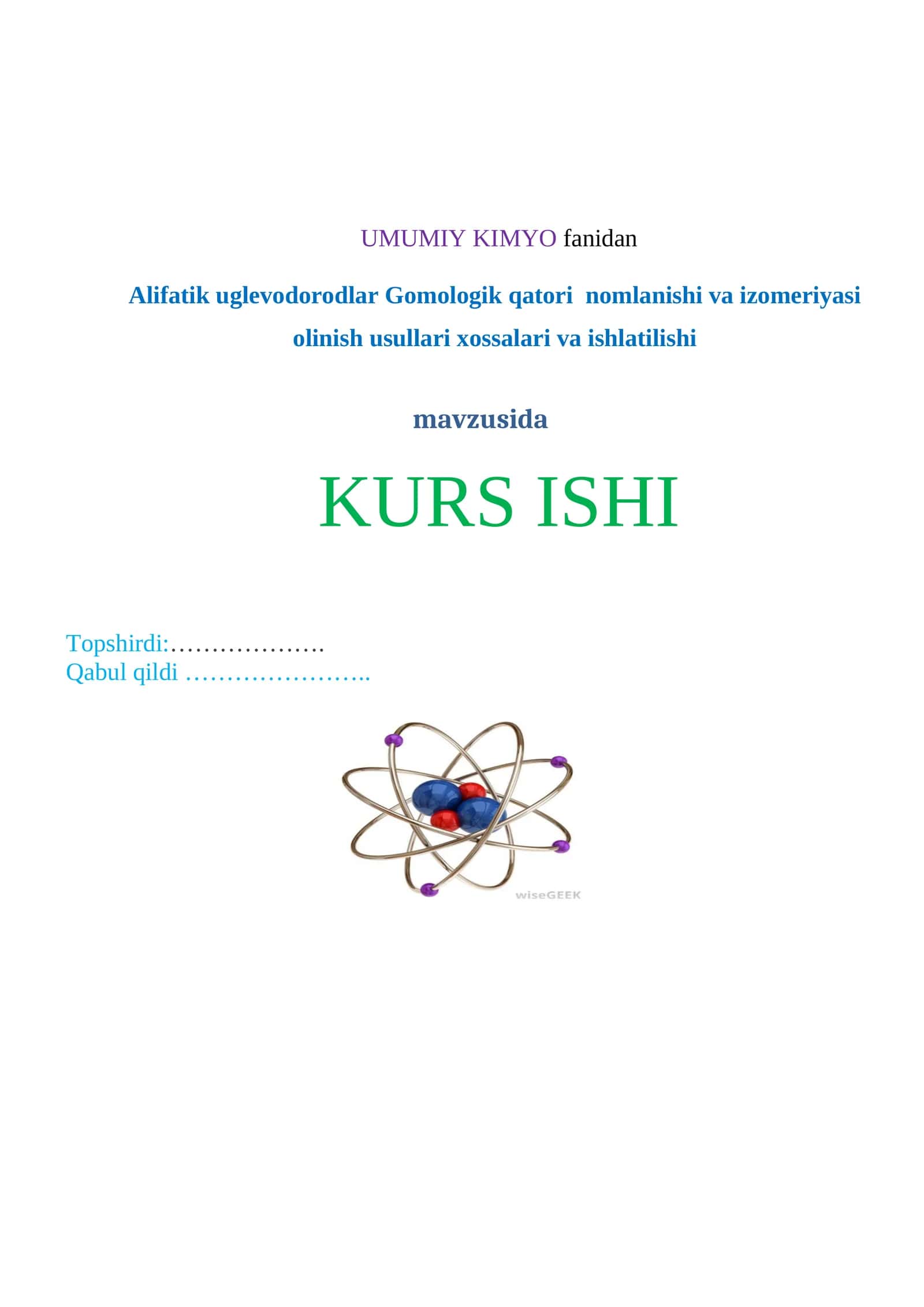 Alifatik uglevodorodlar Gomologik qatori nomlanishi va izomeriyasi olinish usullari xossalari va ishlatilishi