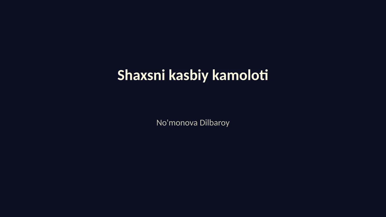 Shaxsni Kasbiy Kamoloti