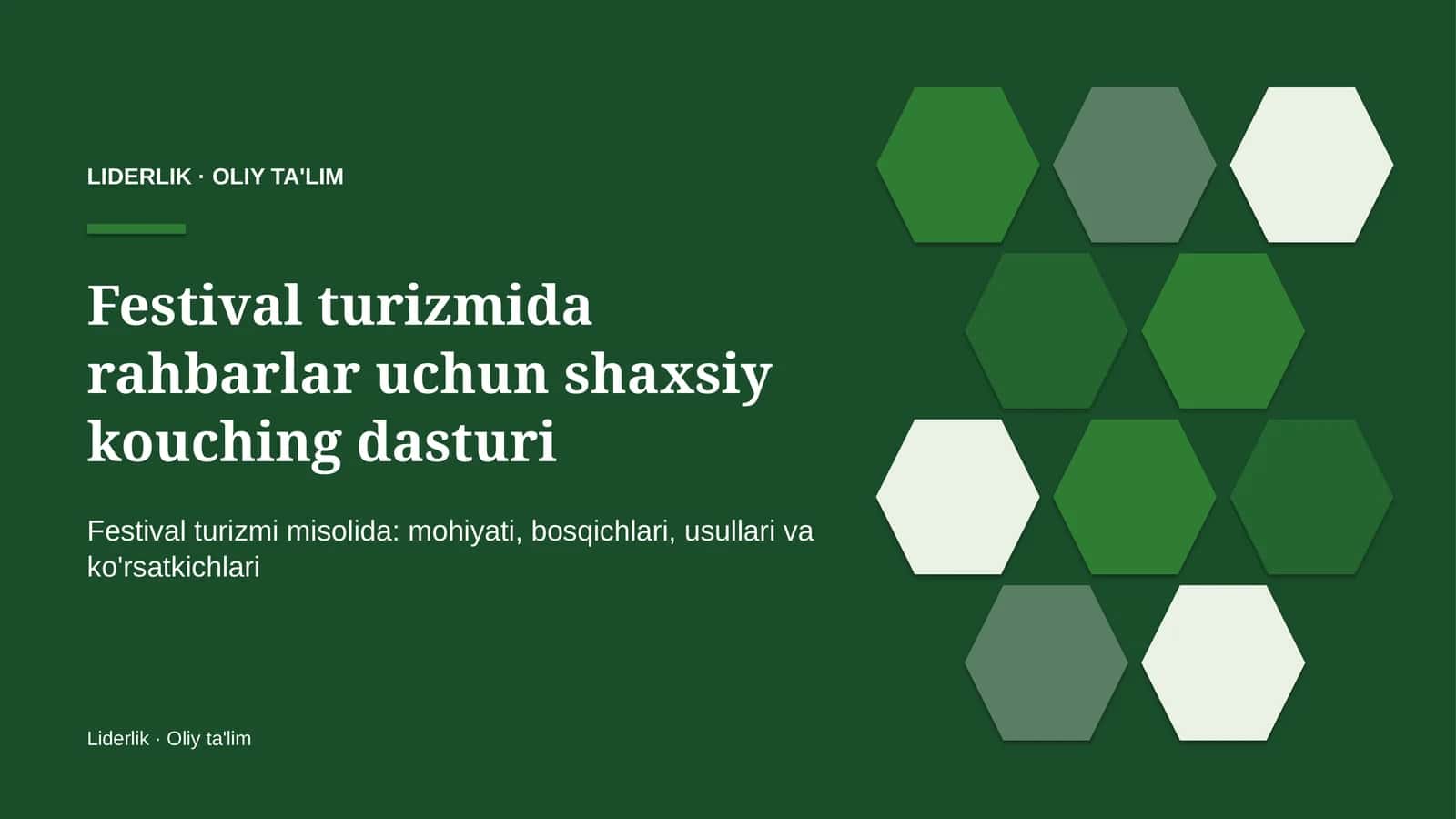 festival turizmida rahbarlar uchun shaxsiy kouching dasturi 9724