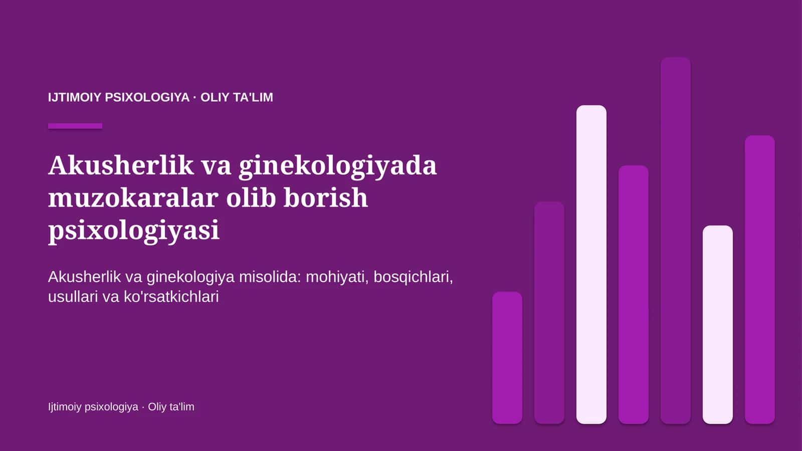 Akusherlik va ginekologiyada muzokaralar olib borish psixologiyasi