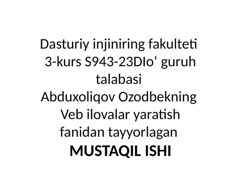 Veb ilovalar yaratish