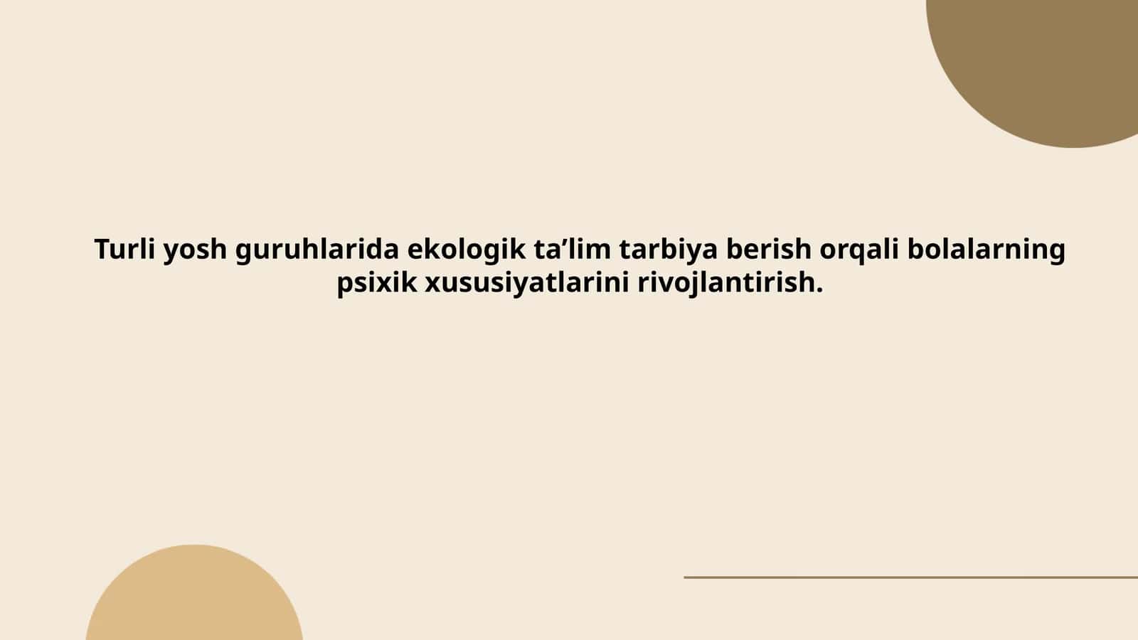 Turli yosh guruhlarida ekologik ta’lim tarbiya berish orqali bolalarning psixik xususiyatlarini rivojlantirish