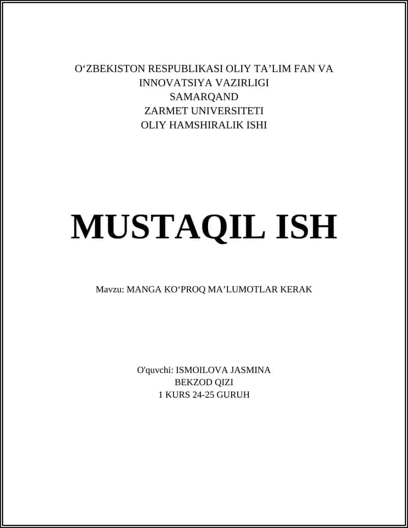 MANGA KOʻPROQ MAʼLUMOTLAR KERAK