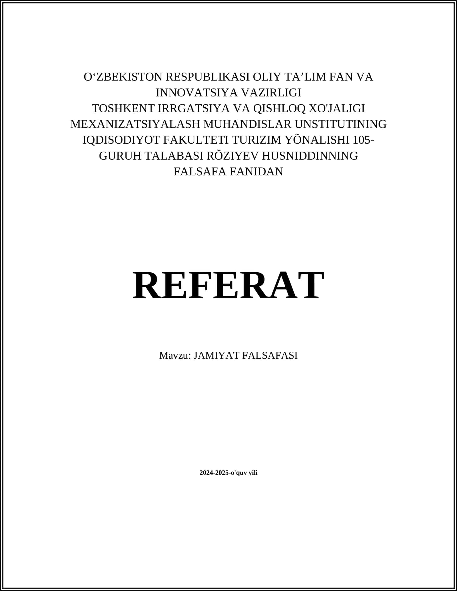 JAMIYAT FALSAFASI