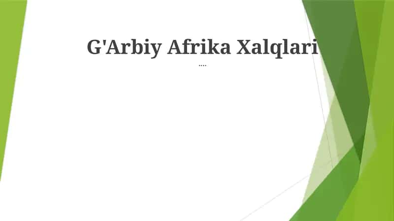 G'Arbiy Afrika Xalqlari