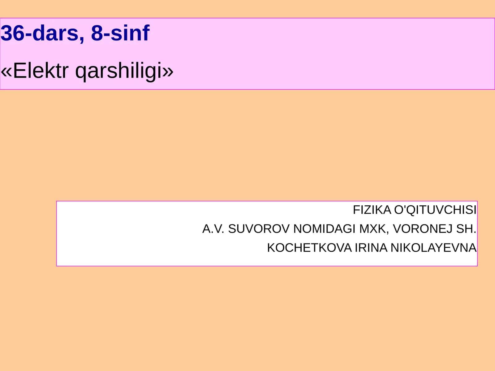 Fizika - Elektr qarshiligi mexanizmi (8-sinf)