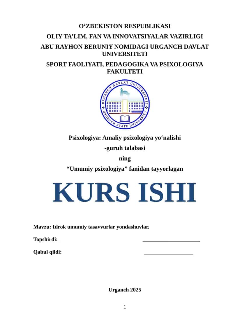 Idrok umumiy tasavvurlar yondashuvlar