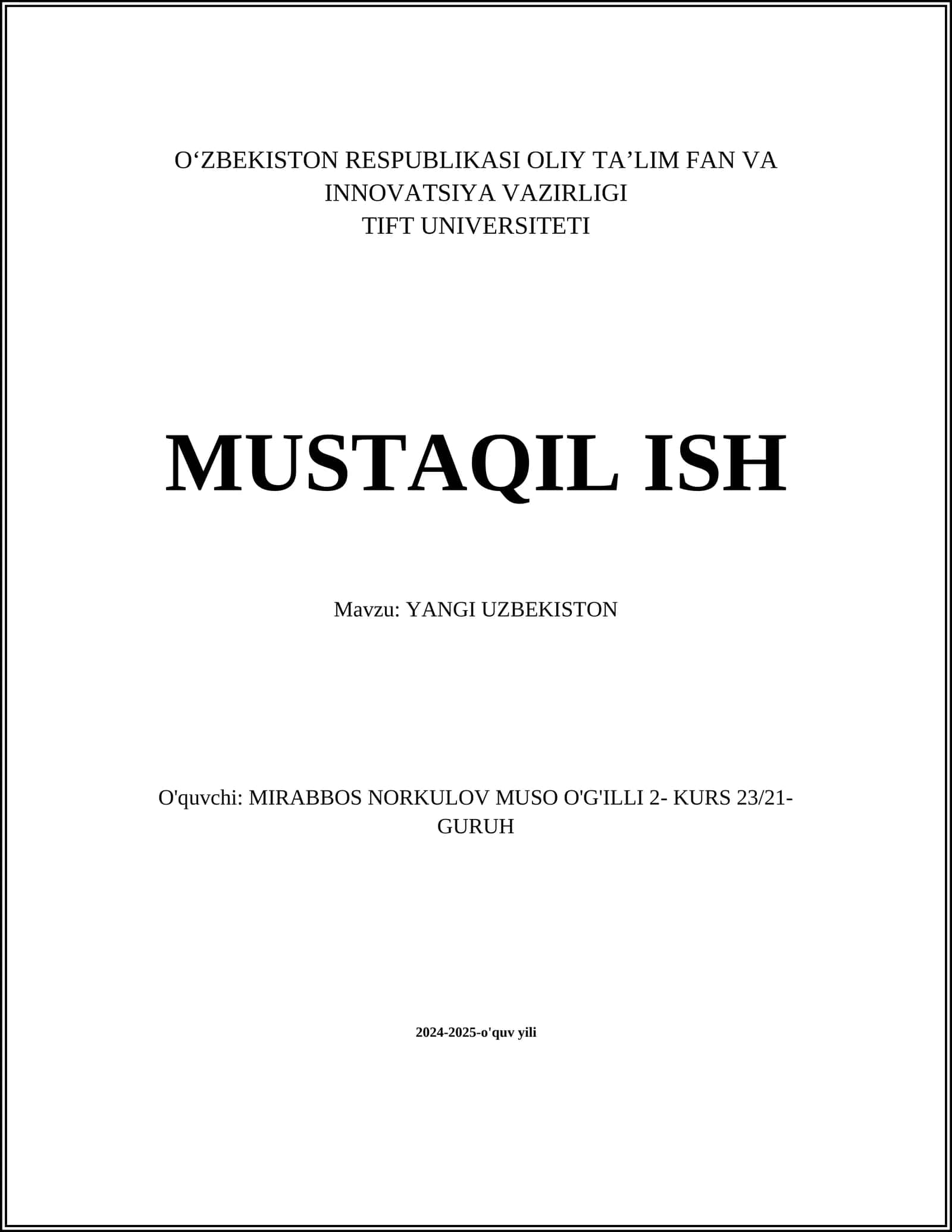 Yangi O‘zbekistonning islohot dasturlari