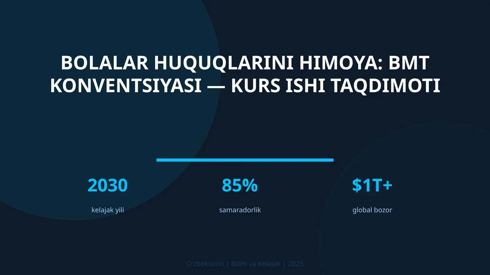 Bolalar huquqlarini himoya: BMT konventsiyasi — kurs ishi taqdimoti