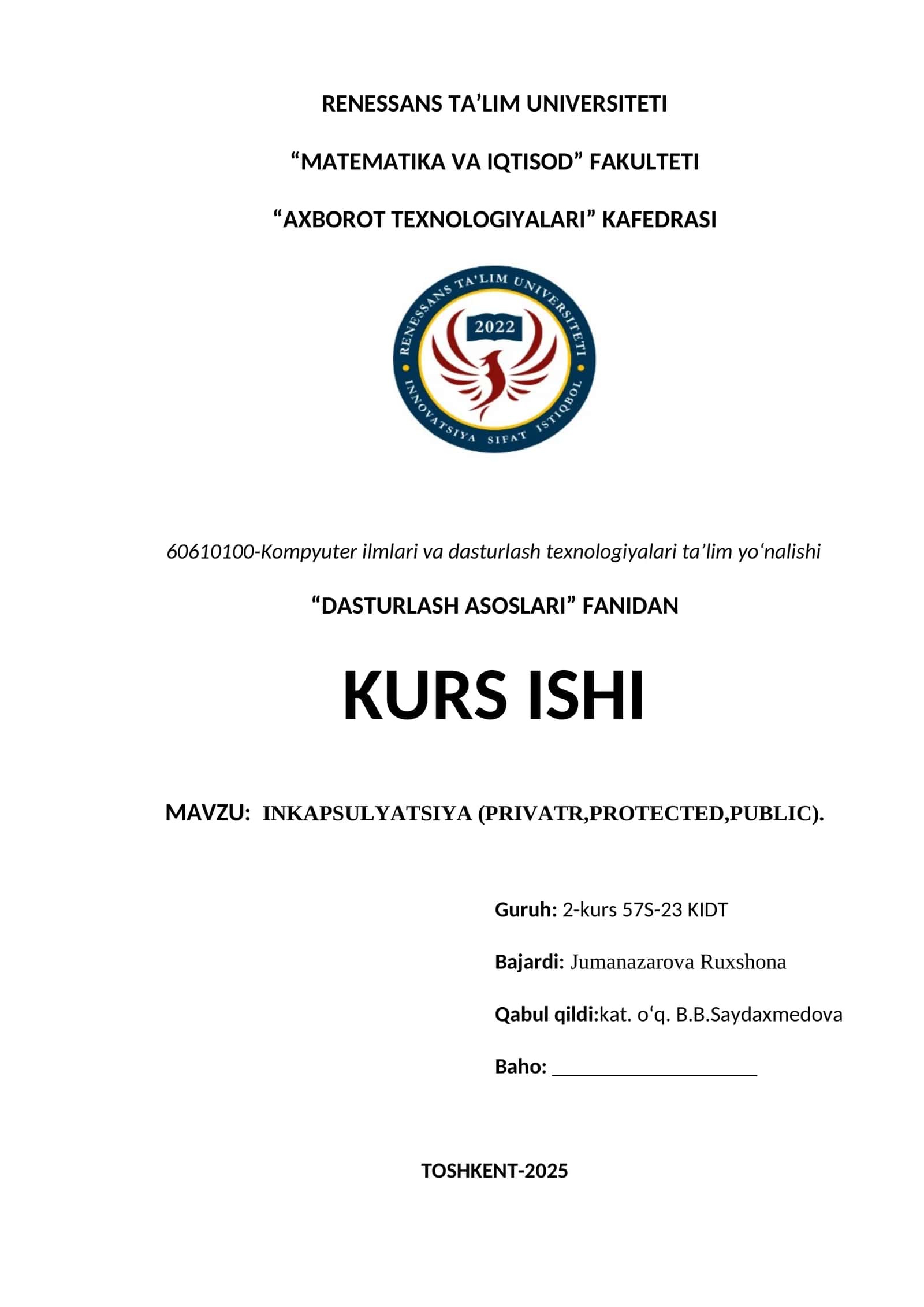INKAPSULYATSIYA (PRIVATR,PROTECTED,PUBLIC)