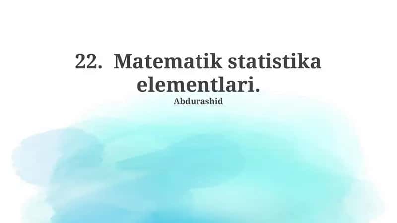 Matematik statistika elementlari